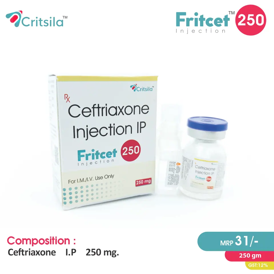 Ceftriaxone (250mg) Injection at Best Price in PCD Pharma Franchise for Bacterial Infections.